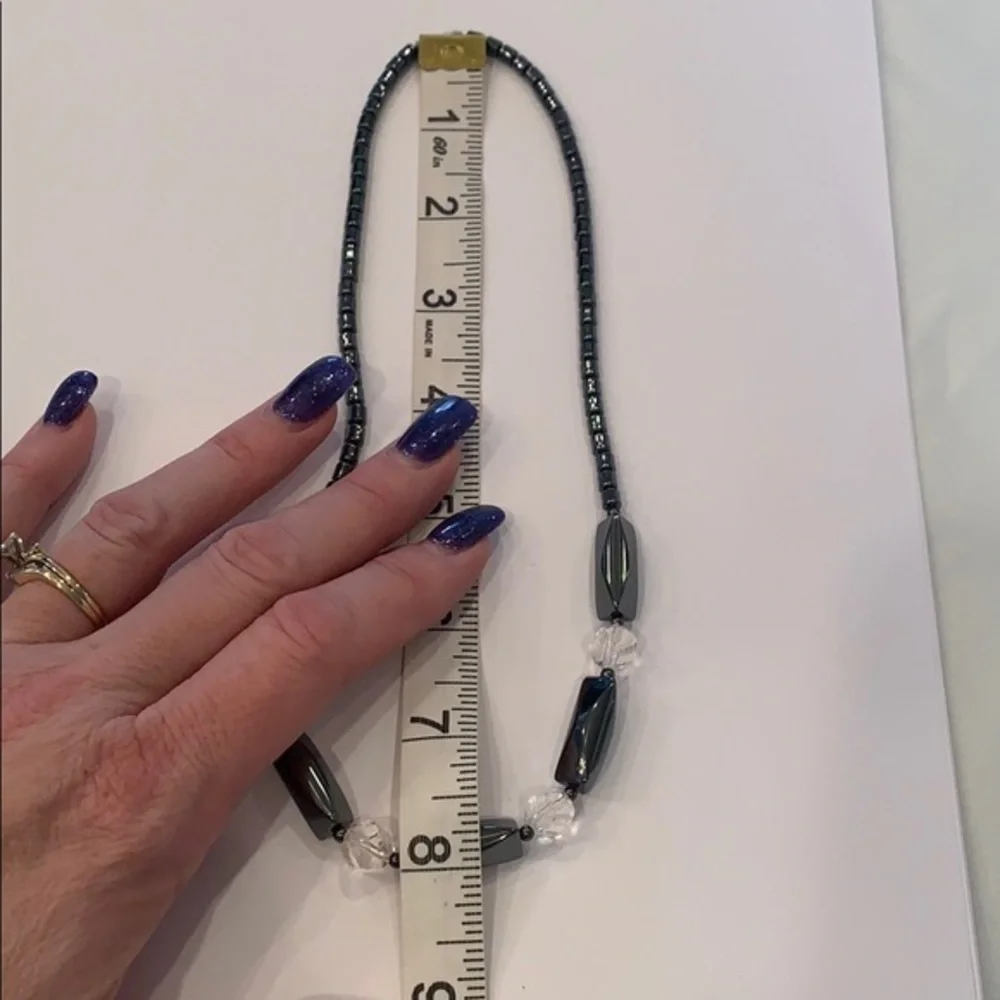 💐5/25 hematite and crystal bead simple necklace